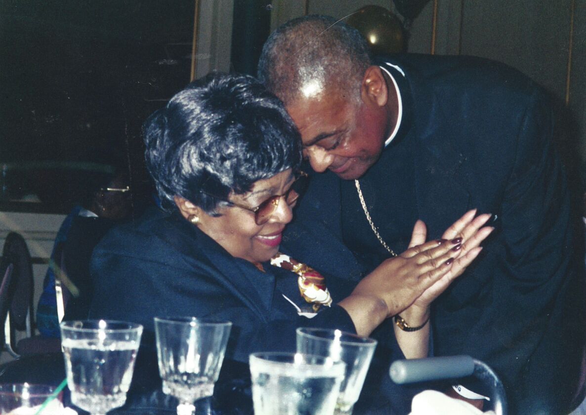 Cardinal Wilton Gregory with his mother, Ethel Duncan Gregory, who passed away in 2013. The archbishop of Washington, D.C. was elevated with 12 other cardinals Saturday in Rome, becoming the first African American ever to serve on the highest governing body of the global Catholic church.
